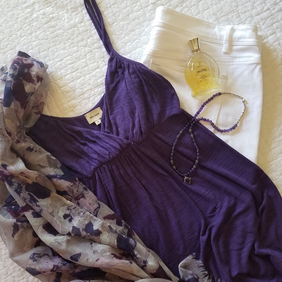 ELLA MOSS Purple Empire-Waist Knit Top Size L - Picture 1 of 4